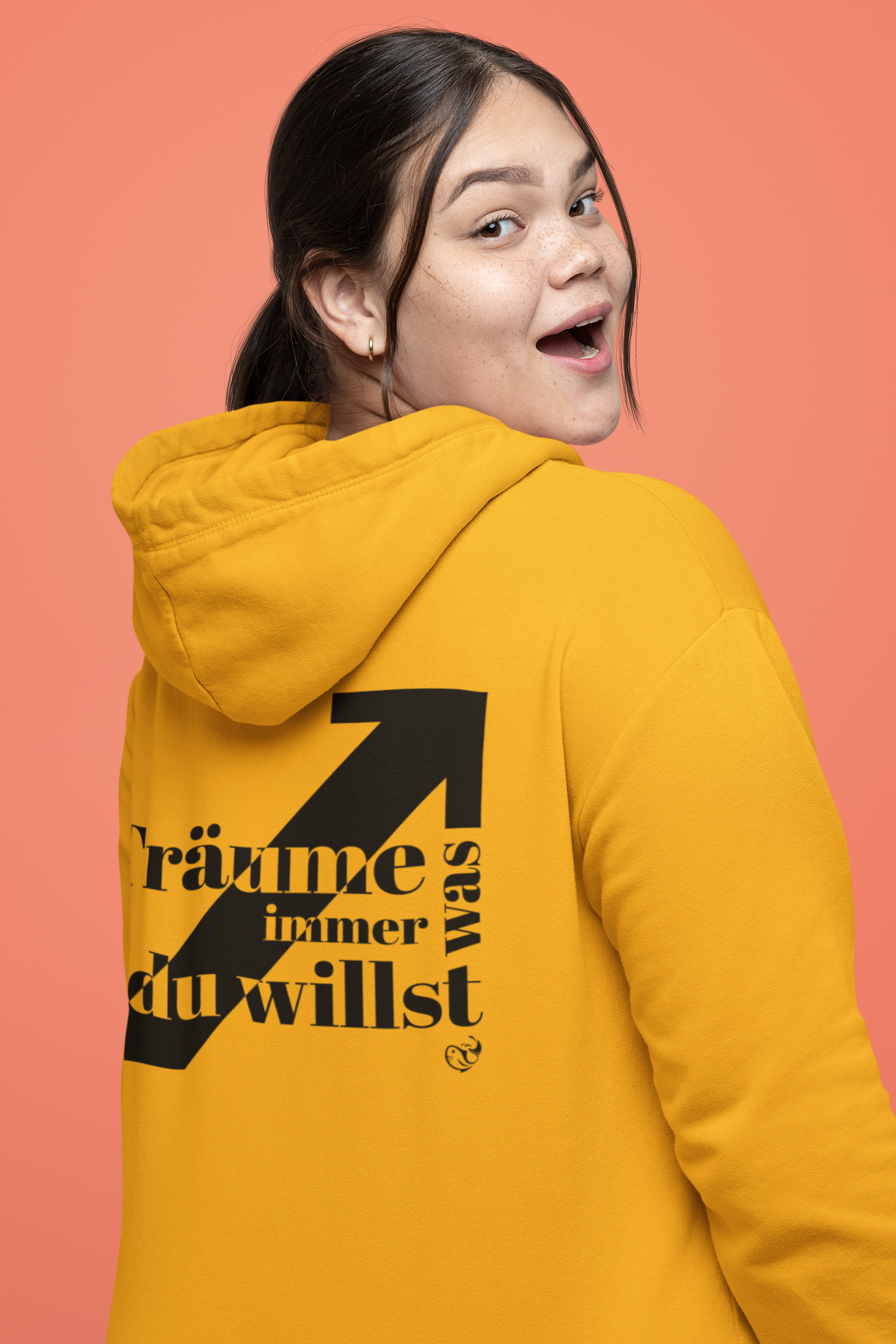 Träume immer was | Bunt - Unisex organic Hoodie, Rückseite, in mehreren Farben