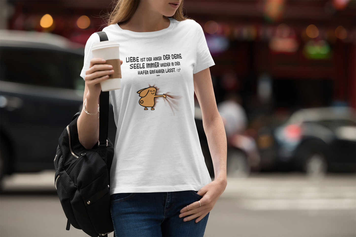 Liebe ist der Anker | Bunt - Damen Organic T-Shirt, Rundhals, in mehreren Farben, 100% Bio-Baumwolle
