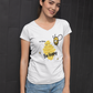 Bee happy | Bunt  - Premium Organic Damen T-Shirt, V-Neck, in mehreren Farben, 100% Bio-Baumwolle