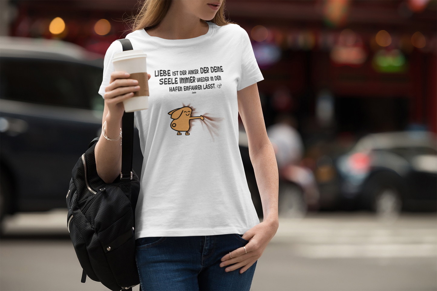 Liebe ist der Anker | Bunt  - Damen Organic T-Shirt, Rundhals, in mehreren Farben, 100% Bio-Baumwolle