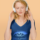 Die Auge | Dark  - Premium Organic Damen T-Shirt, V-Neck, in mehreren Farben, 100% Bio-Baumwolle